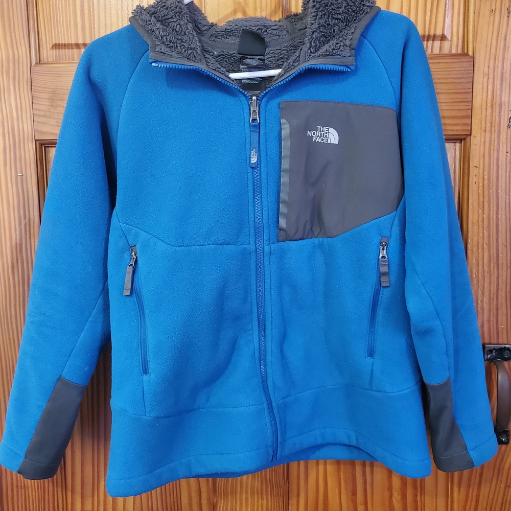 The North Face Blue/Gray Sherpa Lined Fleece Jacket Boys Large 14-16